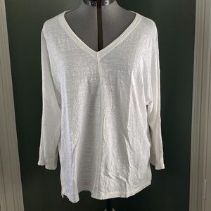 Eileen Fisher Organic Linen Slub Tee Tunic White M
